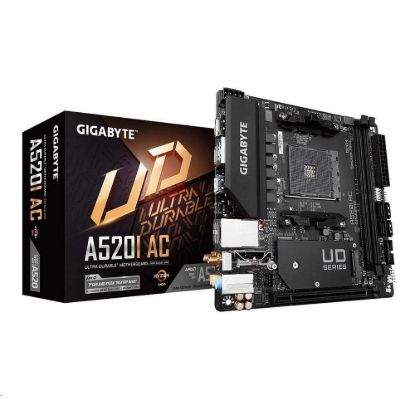 Obrázek GIGABYTE MB Sc AM4 A520I AC, AMD A520, 2xDDR4, 1xDP, 2xHDMI, WI- FI, Mini- ITX