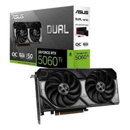 Obrázek ASUS VGA NVIDIA GeForce RTX 5060 Ti DUAL OC 16G, 16 GB GDDR7, 3xDP, 1xHDMI