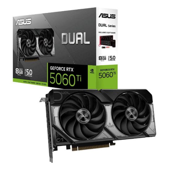 Obrázek ASUS VGA NVIDIA GeForce RTX 5060 Ti DUAL 8G, 8 GB GDDR7, 3xDP, 1xHDMI